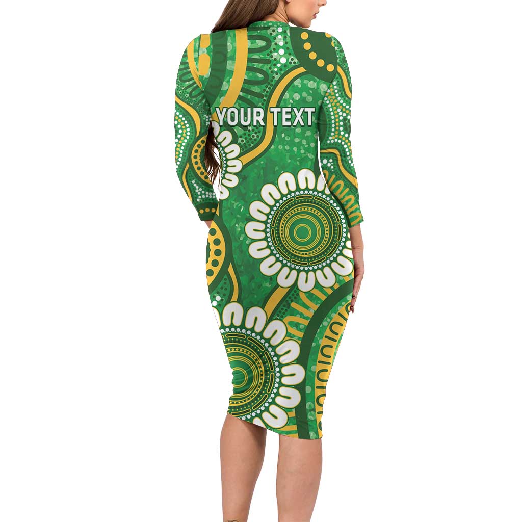 Bowls Australia Custom Family Matching Long Sleeve Bodycon Dress and Hawaiian Shirt Aboriginal Art National Color - Aussie Hoodie