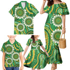 Bowls Australia Custom Family Matching Mermaid Dress and Hawaiian Shirt Aboriginal Art National Color - Aussie Hoodie