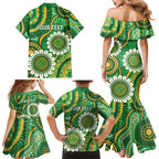Bowls Australia Custom Family Matching Mermaid Dress and Hawaiian Shirt Aboriginal Art National Color - Aussie Hoodie
