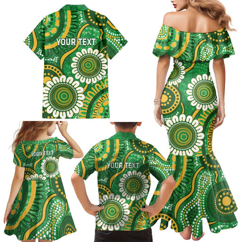Bowls Australia Custom Family Matching Mermaid Dress and Hawaiian Shirt Aboriginal Art National Color - Aussie Hoodie