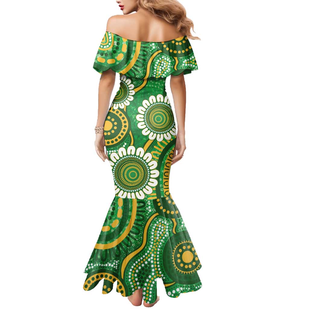 Bowls Australia Custom Family Matching Mermaid Dress and Hawaiian Shirt Aboriginal Art National Color - Aussie Hoodie