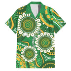 Bowls Australia Custom Family Matching Off Shoulder Maxi Dress and Hawaiian Shirt Aboriginal Art National Color - Aussie Hoodie