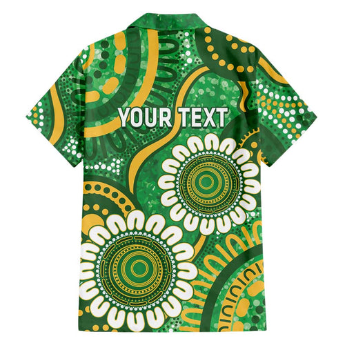 Bowls Australia Custom Family Matching Off Shoulder Short Dress and Hawaiian Shirt Aboriginal Art National Color - Aussie Hoodie