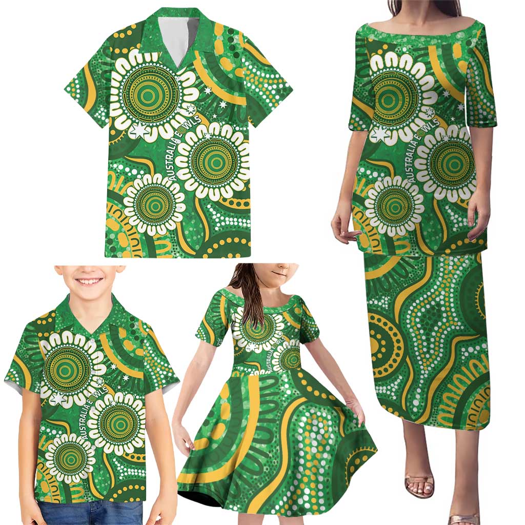 Bowls Australia Custom Family Matching Puletasi and Hawaiian Shirt Aboriginal Art National Color - Aussie Hoodie