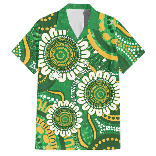 Bowls Australia Custom Family Matching Short Sleeve Bodycon Dress and Hawaiian Shirt Aboriginal Art National Color - Aussie Hoodie