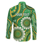 Bowls Australia Custom Family Matching Short Sleeve Bodycon Dress and Hawaiian Shirt Aboriginal Art National Color - Aussie Hoodie