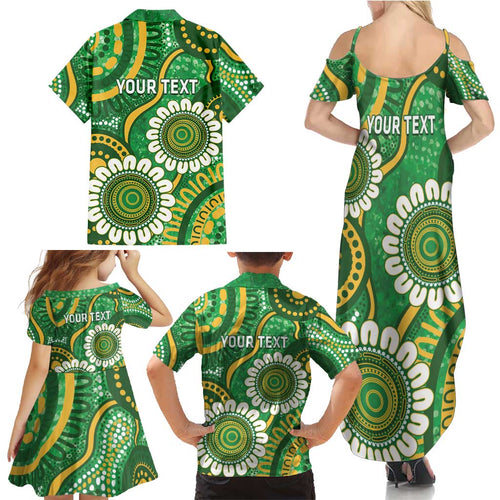 Bowls Australia Custom Family Matching Summer Maxi Dress and Hawaiian Shirt Aboriginal Art National Color - Aussie Hoodie