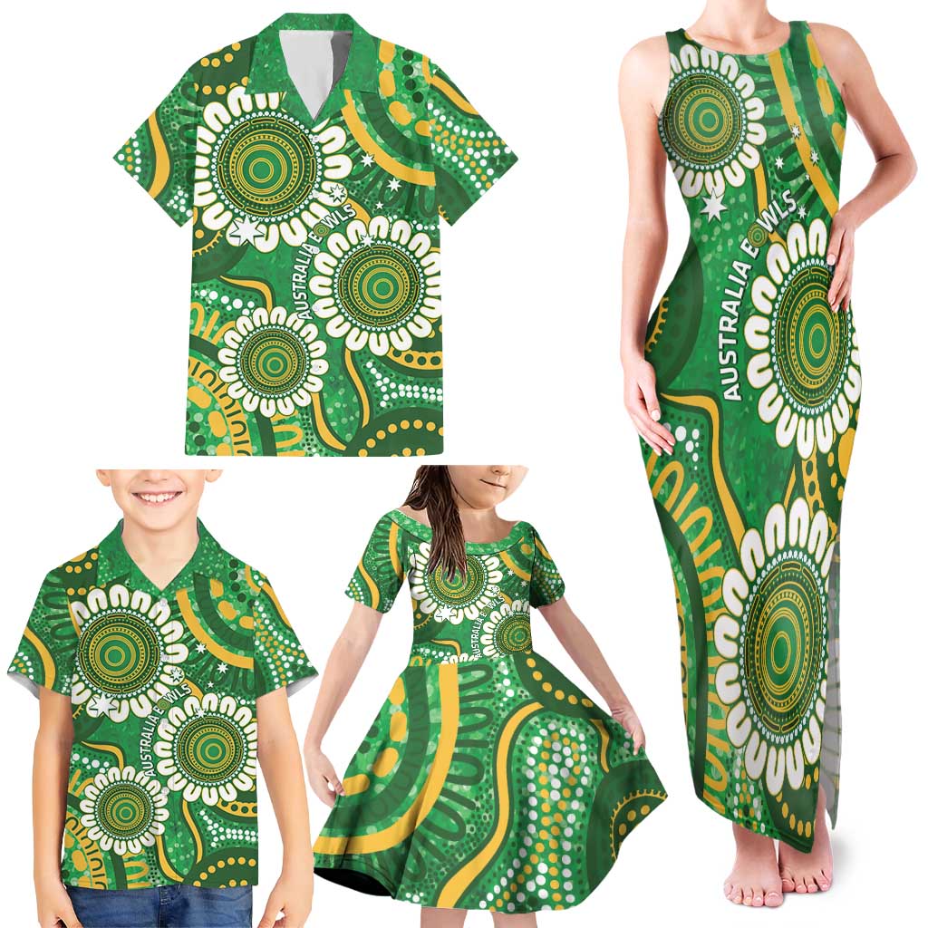 Bowls Australia Custom Family Matching Tank Maxi Dress and Hawaiian Shirt Aboriginal Art National Color - Aussie Hoodie