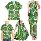 Bowls Australia Custom Family Matching Tank Maxi Dress and Hawaiian Shirt Aboriginal Art National Color - Aussie Hoodie