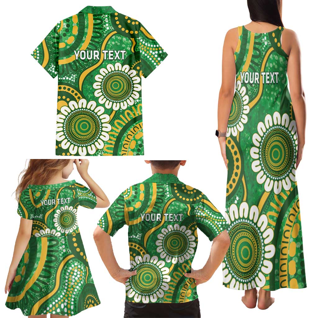Bowls Australia Custom Family Matching Tank Maxi Dress and Hawaiian Shirt Aboriginal Art National Color - Aussie Hoodie
