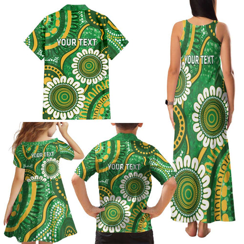Bowls Australia Custom Family Matching Tank Maxi Dress and Hawaiian Shirt Aboriginal Art National Color - Aussie Hoodie