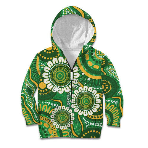 Bowls Australia Custom Kid Hoodie Aboriginal Art National Color - Aussie Hoodie