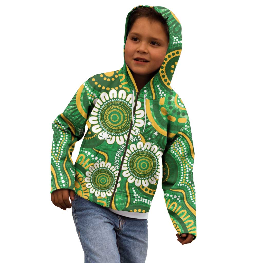 Bowls Australia Custom Kid Hoodie Aboriginal Art National Color - Aussie Hoodie