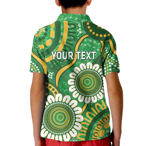 Bowls Australia Custom Kid Polo Shirt Aboriginal Art National Color - Aussie Hoodie