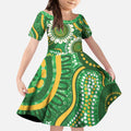 Bowls Australia Custom Kid Short Sleeve Dress Aboriginal Art National Color - Aussie Hoodie