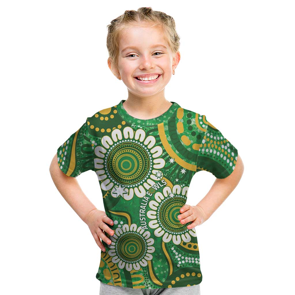 Bowls Australia Custom Kid T Shirt Aboriginal Art National Color - Aussie Hoodie