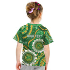 Bowls Australia Custom Kid T Shirt Aboriginal Art National Color - Aussie Hoodie