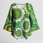 Bowls Australia Custom Kimono Sleeve Blouse Aboriginal Art National Color - Aussie Hoodie