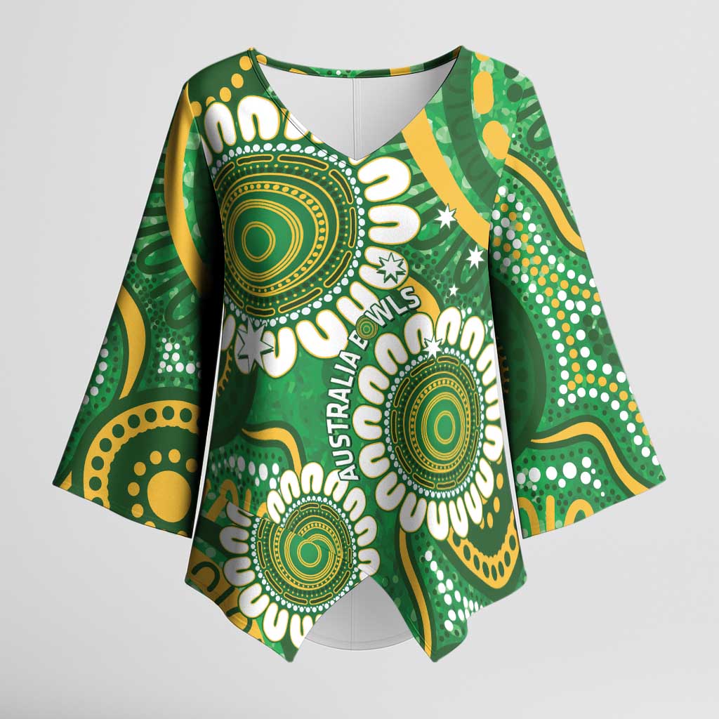 Bowls Australia Custom Kimono Sleeve Blouse Aboriginal Art National Color - Aussie Hoodie