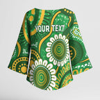 Bowls Australia Custom Kimono Sleeve Blouse Aboriginal Art National Color - Aussie Hoodie