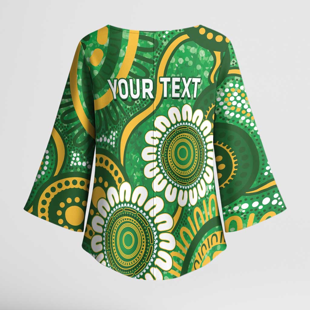 Bowls Australia Custom Kimono Sleeve Blouse Aboriginal Art National Color - Aussie Hoodie