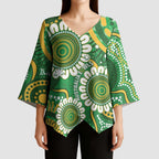 Bowls Australia Custom Kimono Sleeve Blouse Aboriginal Art National Color - Aussie Hoodie