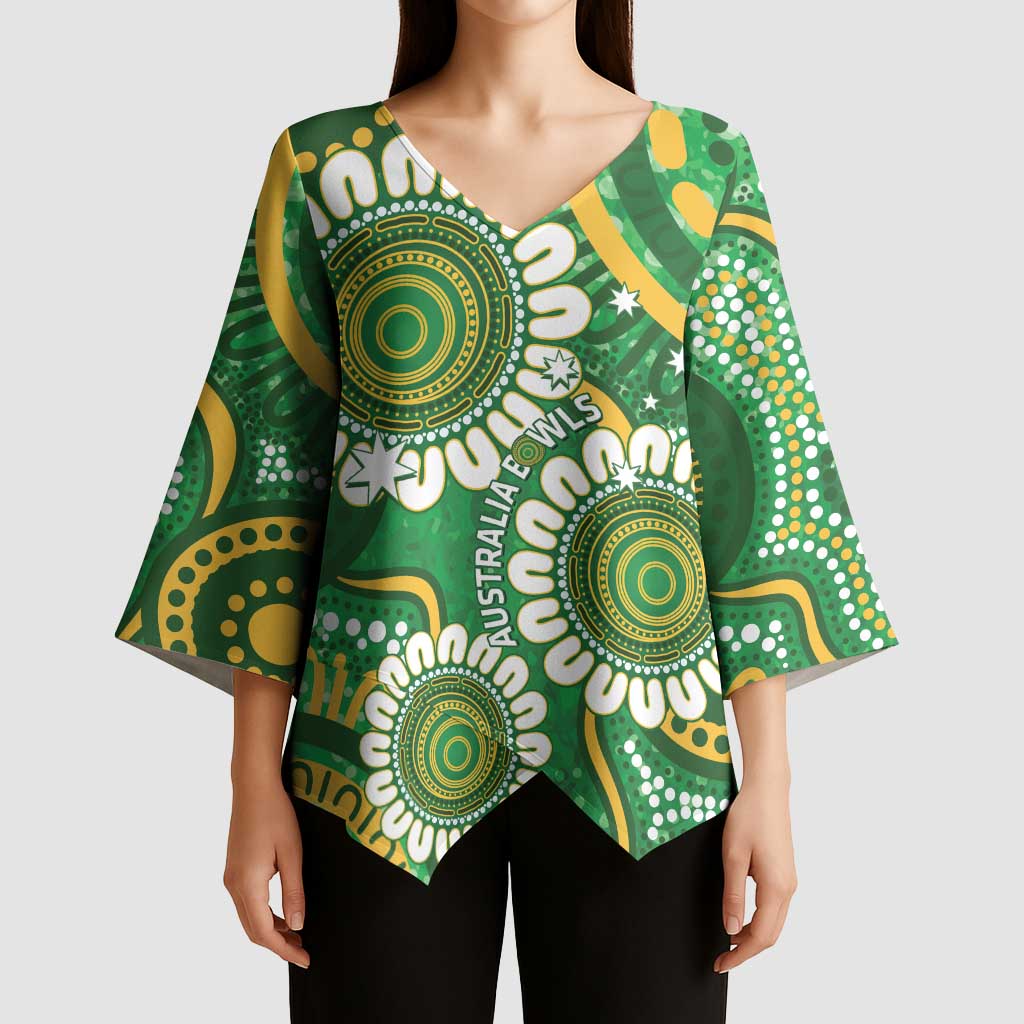 Bowls Australia Custom Kimono Sleeve Blouse Aboriginal Art National Color - Aussie Hoodie