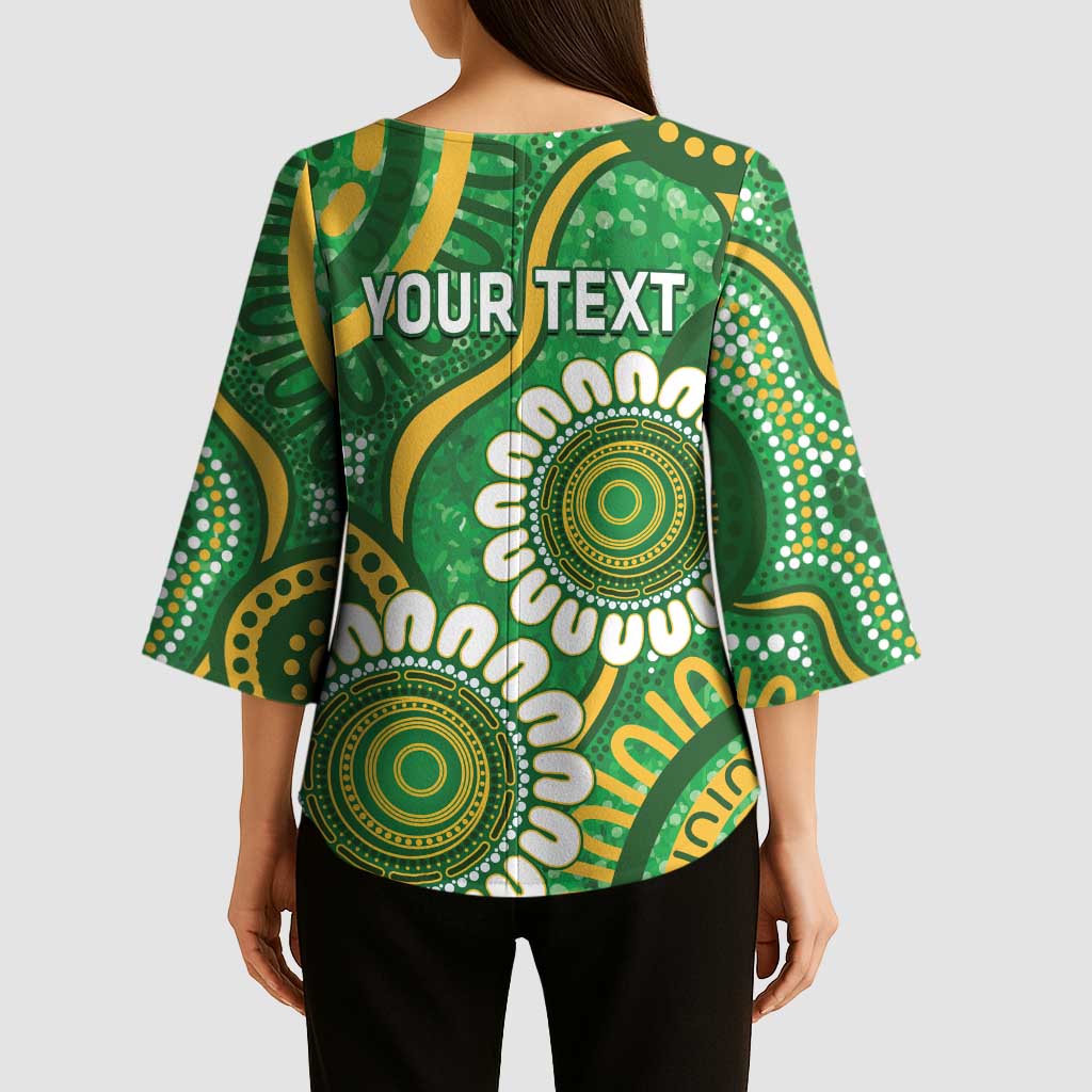 Bowls Australia Custom Kimono Sleeve Blouse Aboriginal Art National Color - Aussie Hoodie