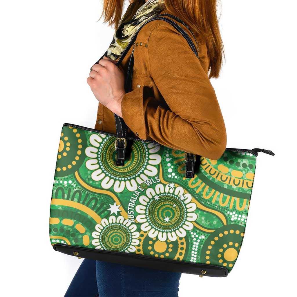 Bowls Australia Leather Tote Bag Aboriginal Art National Color - Aussie Hoodie