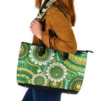 Bowls Australia Leather Tote Bag Aboriginal Art National Color - Aussie Hoodie