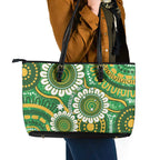 Bowls Australia Leather Tote Bag Aboriginal Art National Color - Aussie Hoodie