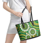 Bowls Australia Leather Tote Bag Aboriginal Art National Color - Aussie Hoodie