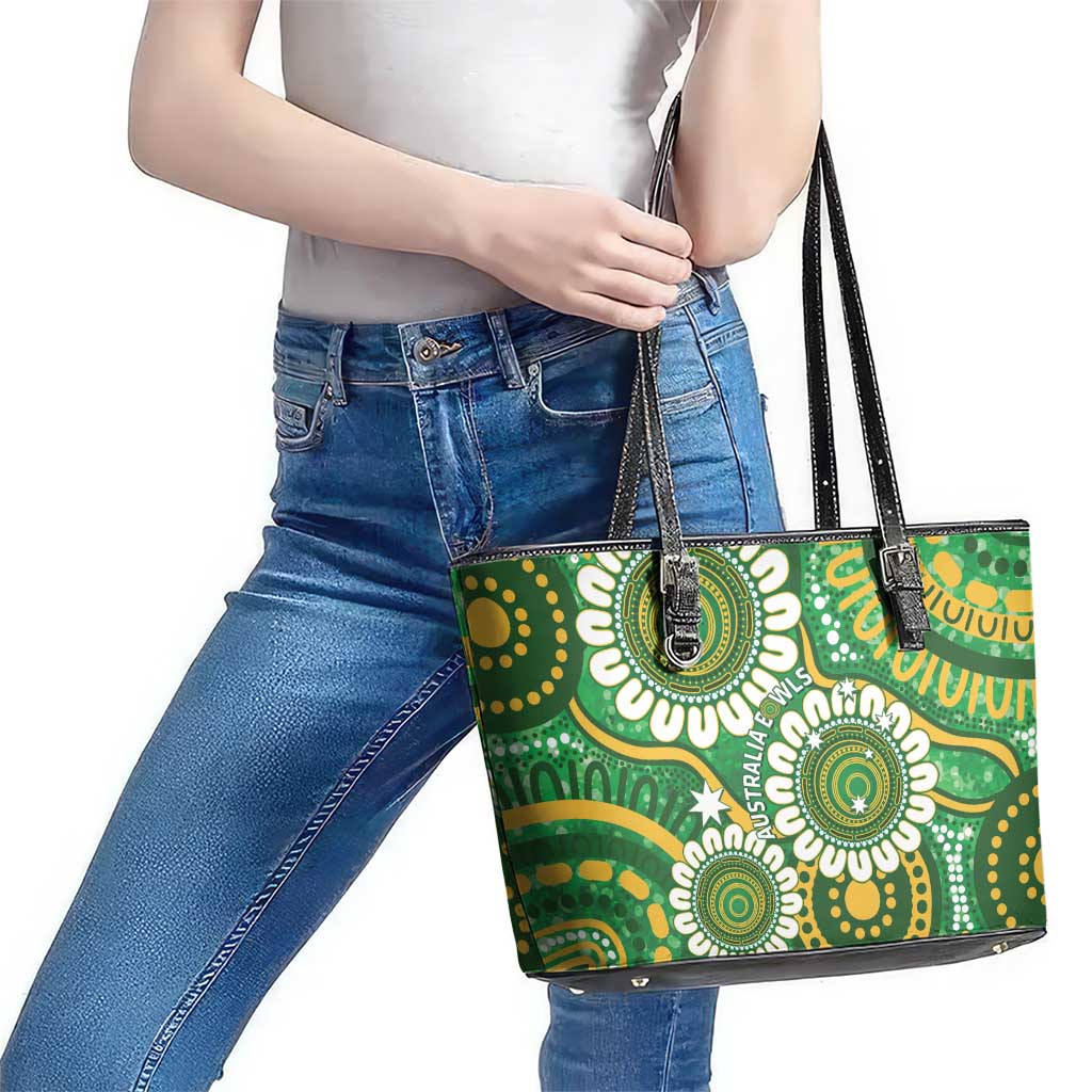 Bowls Australia Leather Tote Bag Aboriginal Art National Color - Aussie Hoodie