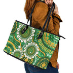 Bowls Australia Leather Tote Bag Aboriginal Art National Color - Aussie Hoodie