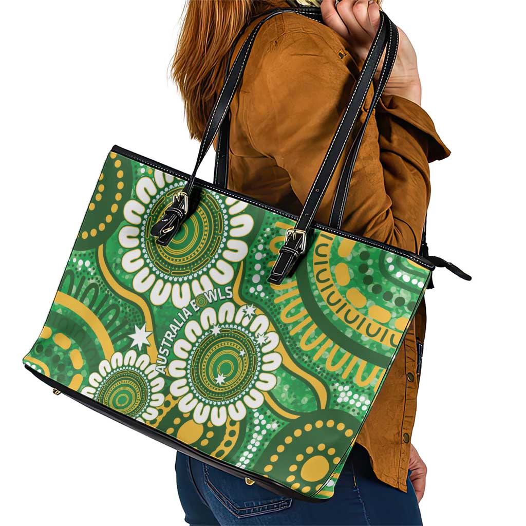 Bowls Australia Leather Tote Bag Aboriginal Art National Color - Aussie Hoodie
