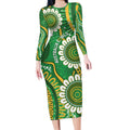 Bowls Australia Custom Long Sleeve Bodycon Dress Aboriginal Art National Color - Aussie Hoodie