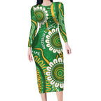 Bowls Australia Custom Long Sleeve Bodycon Dress Aboriginal Art National Color - Aussie Hoodie