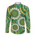 Bowls Australia Custom Long Sleeve Button Shirt Aboriginal Art National Color - Aussie Hoodie