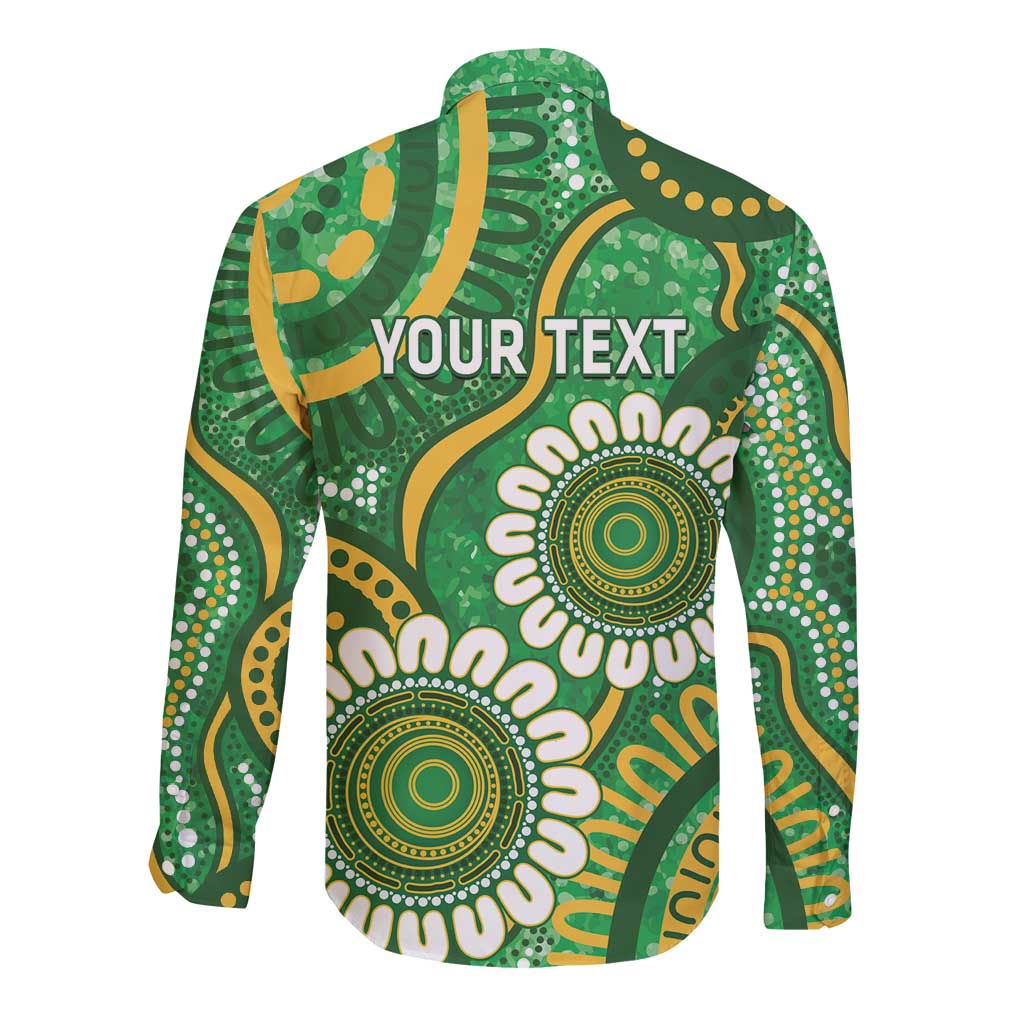 Bowls Australia Custom Long Sleeve Button Shirt Aboriginal Art National Color - Aussie Hoodie