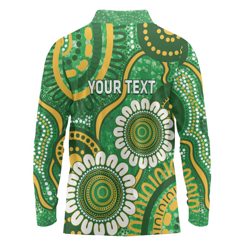Bowls Australia Custom Long Sleeve Polo Shirt Aboriginal Art National Color - Aussie Hoodie