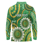 Bowls Australia Custom Long Sleeve Polo Shirt Aboriginal Art National Color - Aussie Hoodie