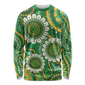 Bowls Australia Custom Long Sleeve Shirt Aboriginal Art National Color - Aussie Hoodie