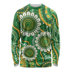 Bowls Australia Custom Long Sleeve Shirt Aboriginal Art National Color - Aussie Hoodie