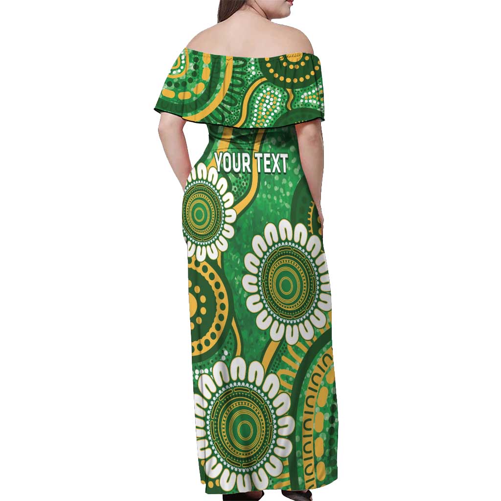 Bowls Australia Custom Off Shoulder Maxi Dress Aboriginal Art National Color - Aussie Hoodie