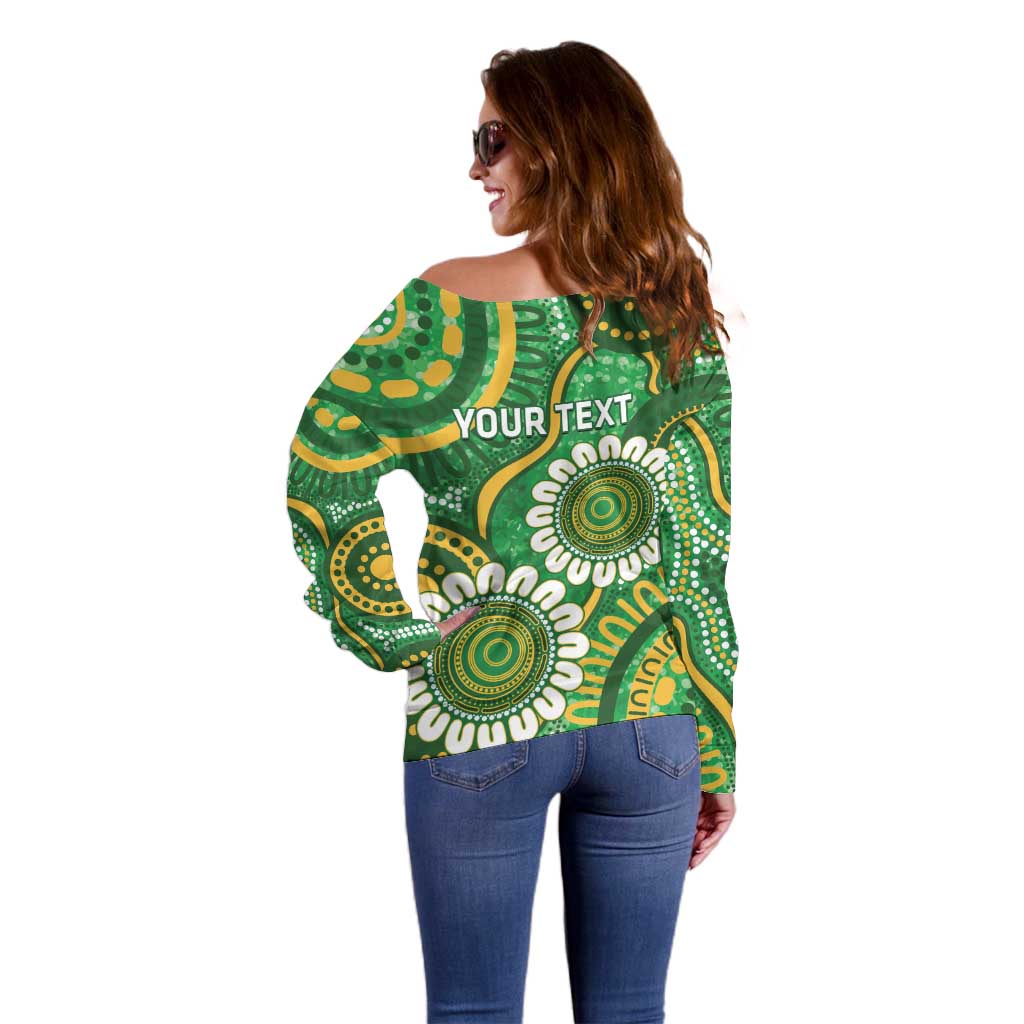 Bowls Australia Custom Off Shoulder Sweater Aboriginal Art National Color - Aussie Hoodie