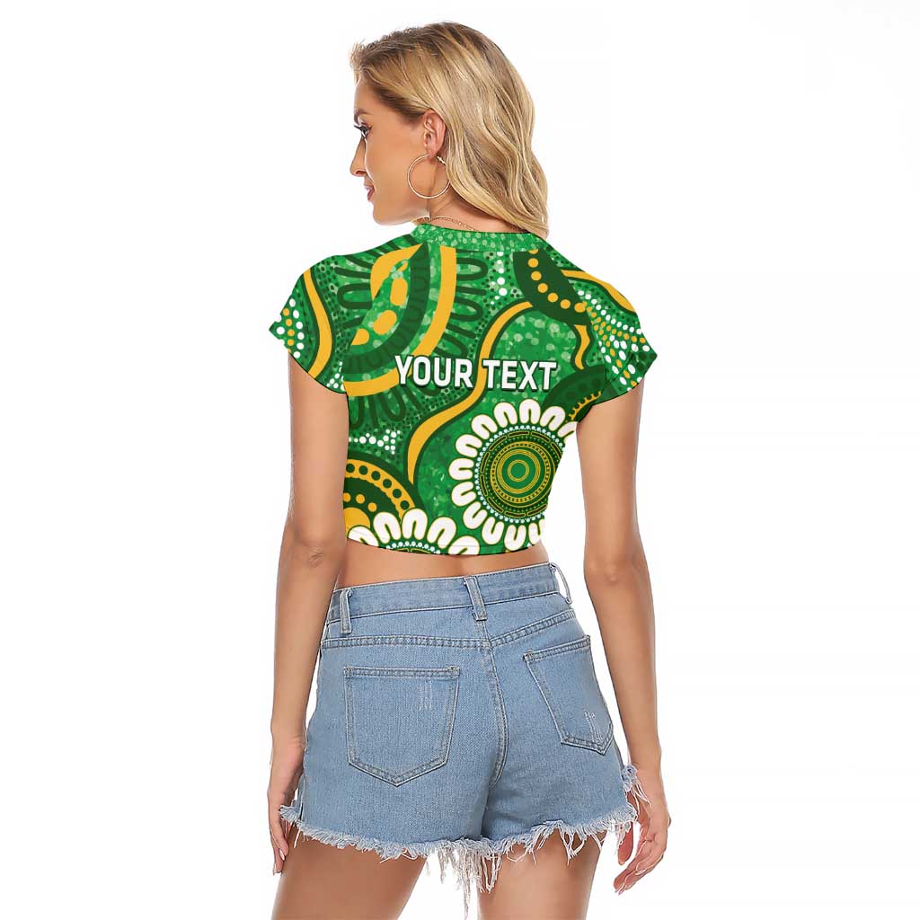 Bowls Australia Custom Raglan Cropped T Shirt Aboriginal Art National Color - Aussie Hoodie
