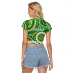 Bowls Australia Custom Raglan Cropped T Shirt Aboriginal Art National Color - Aussie Hoodie
