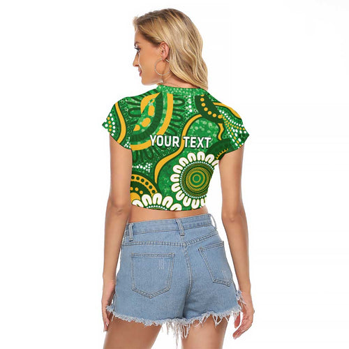 Bowls Australia Custom Raglan Cropped T Shirt Aboriginal Art National Color - Aussie Hoodie