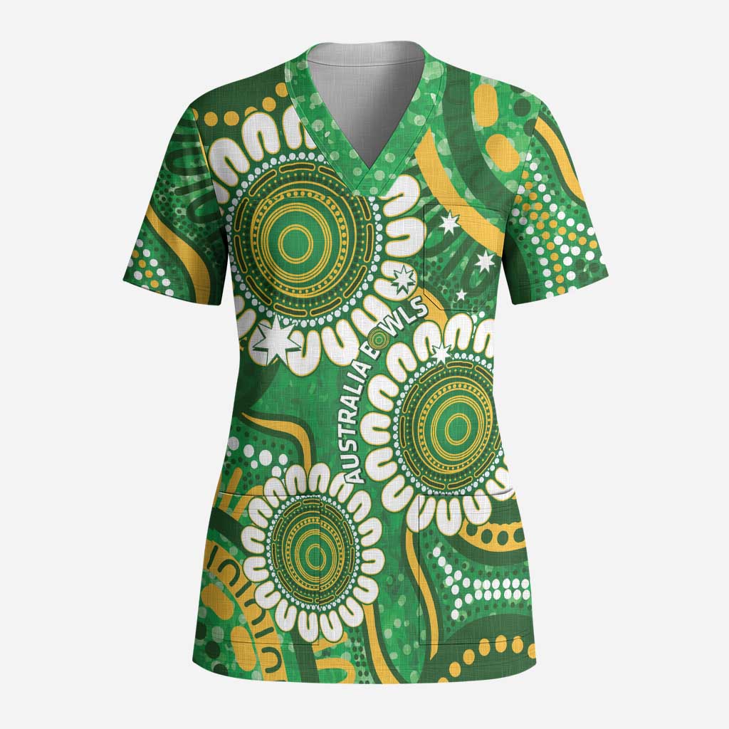 Bowls Australia Custom Scrub Top Aboriginal Art National Color - Aussie Hoodie