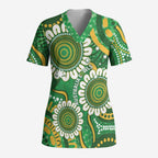 Bowls Australia Custom Scrub Top Aboriginal Art National Color - Aussie Hoodie